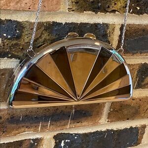 NWT Whiting and Davis Elegant metal silver cross body,snap closure strap